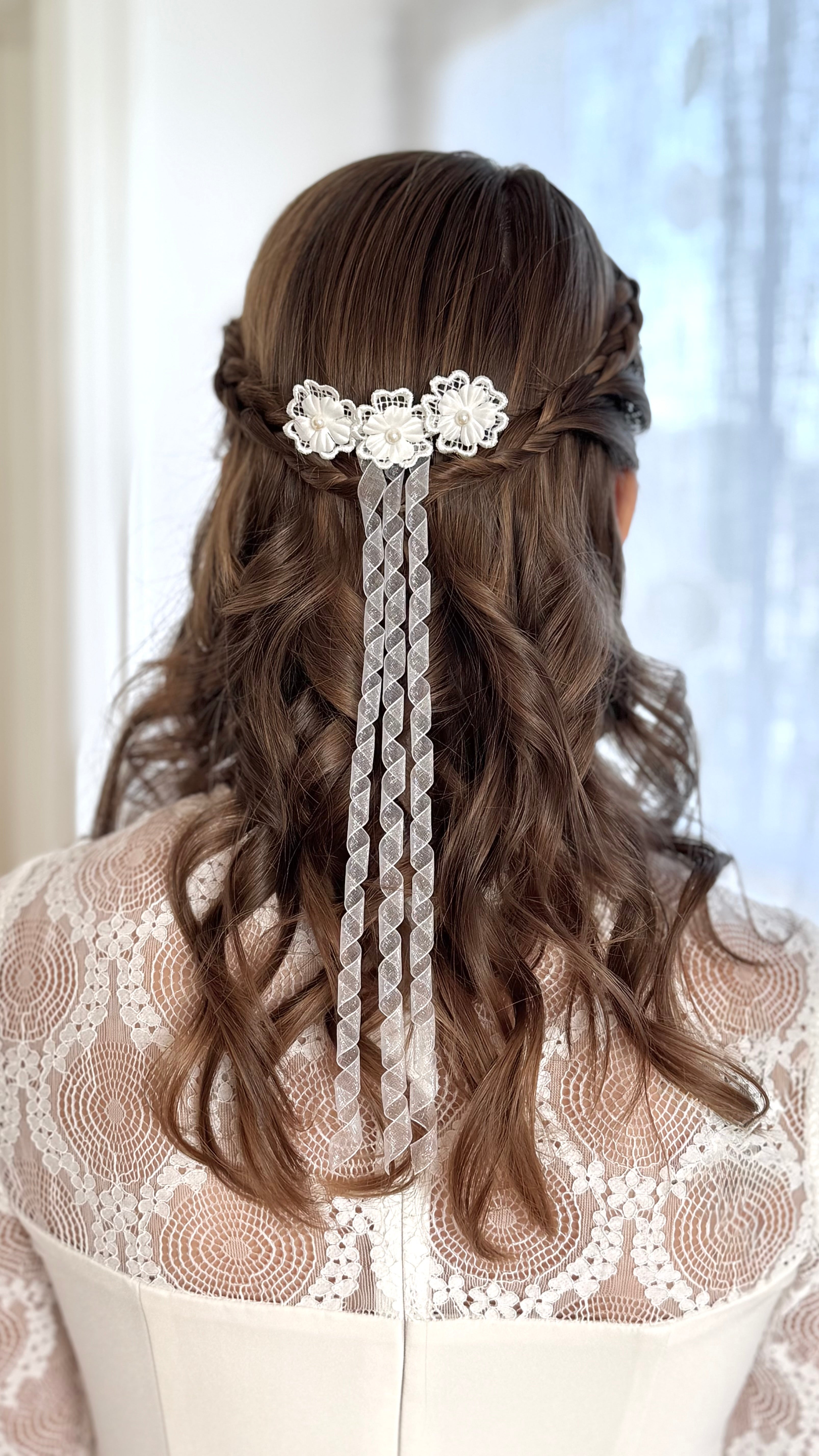 Haarschmuck Kommunion Mädchen – Weiß/Ivory | Handgefertigter Kopfschmuck Erstkommunion