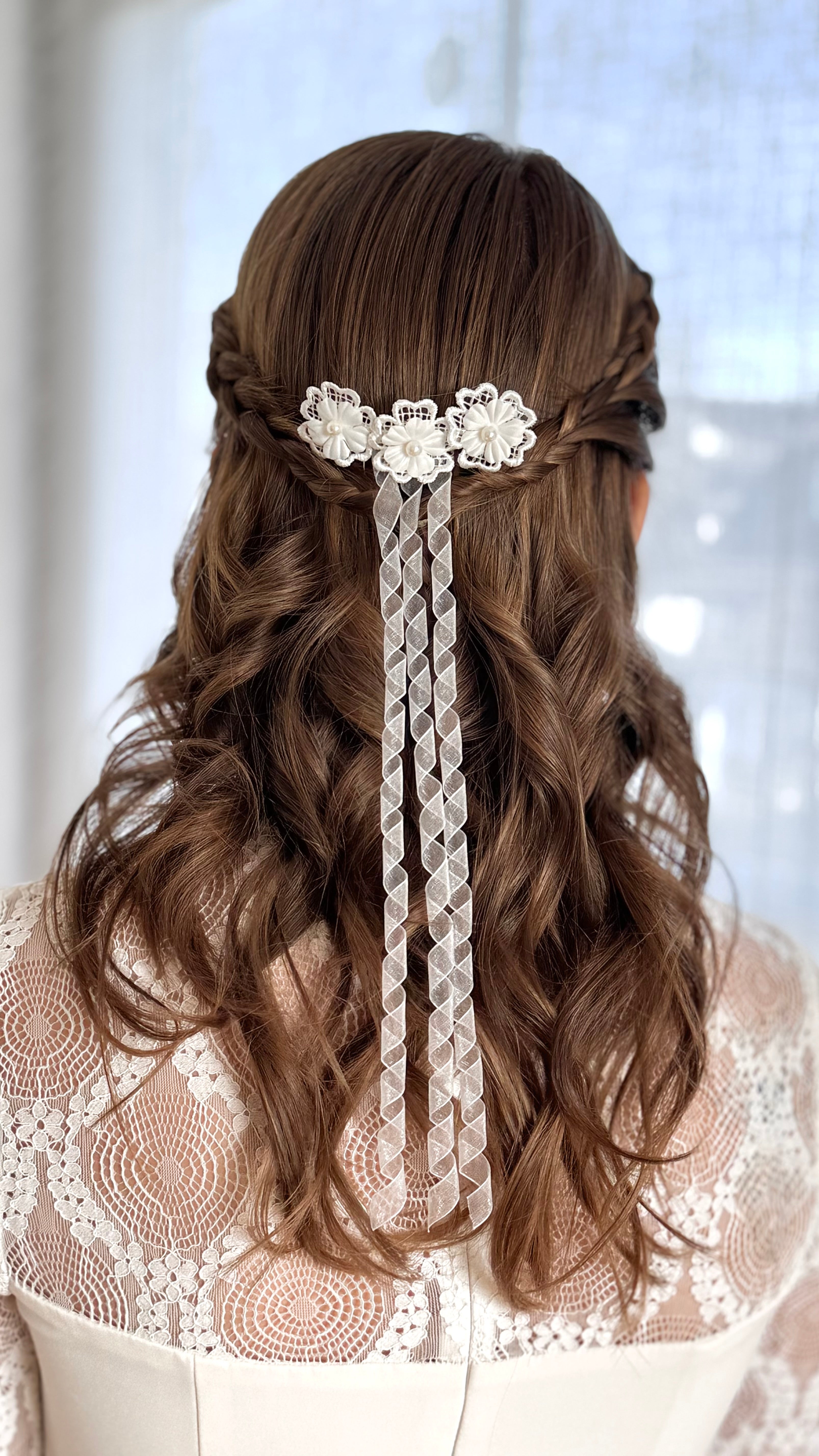 Haarschmuck Kommunion Mädchen – Weiß/Ivory | Handgefertigter Kopfschmuck Erstkommunion