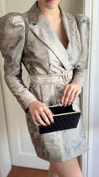 Elegante schwarze Clutch Tasche aus Pailletten Stoff Abendtasche für Damen Gala
