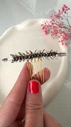 Festlicher Haarkamm Schwarz Silber – Eleganter Haarschmuck für Silvester, Abiball, Hochzeit & Ballfrisuren mit Glitzer