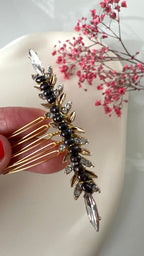 Festlicher Haarkamm Schwarz Silber – Eleganter Haarschmuck für Silvester, Abiball, Hochzeit & Ballfrisuren mit Glitzer