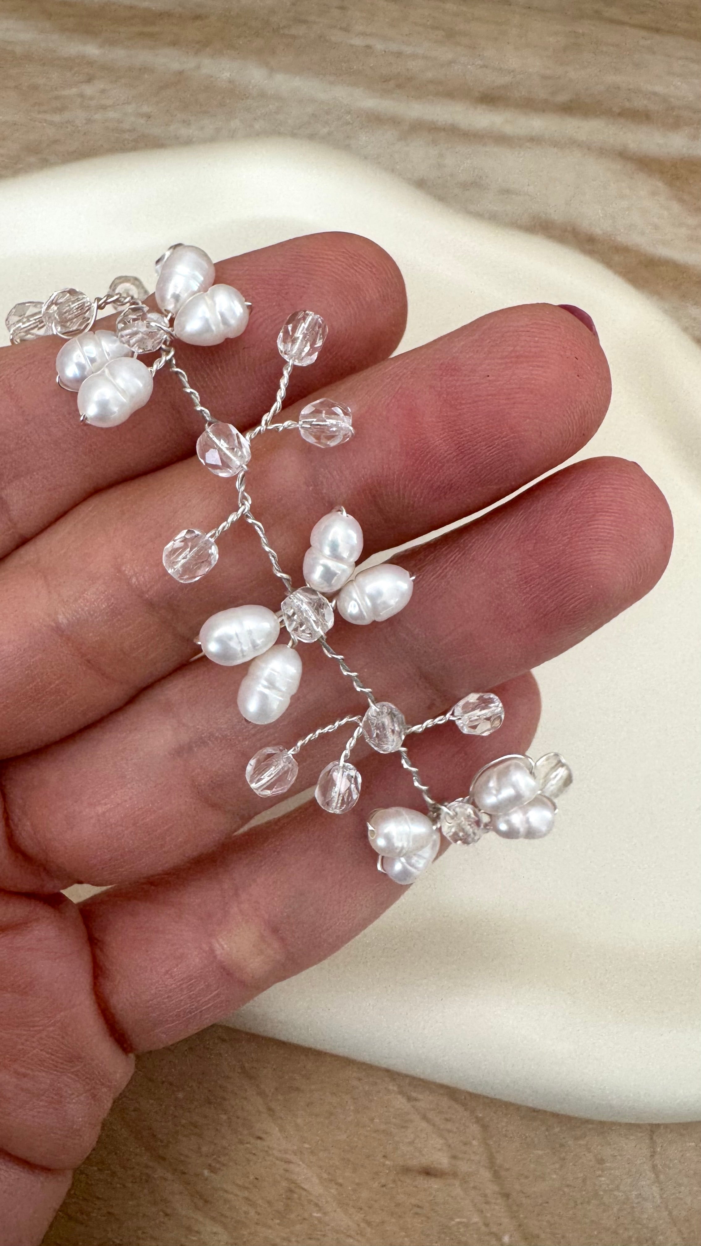 Perlen Armband – Edles Brautarmband mit Süßwasser- & Glasschliffperlen