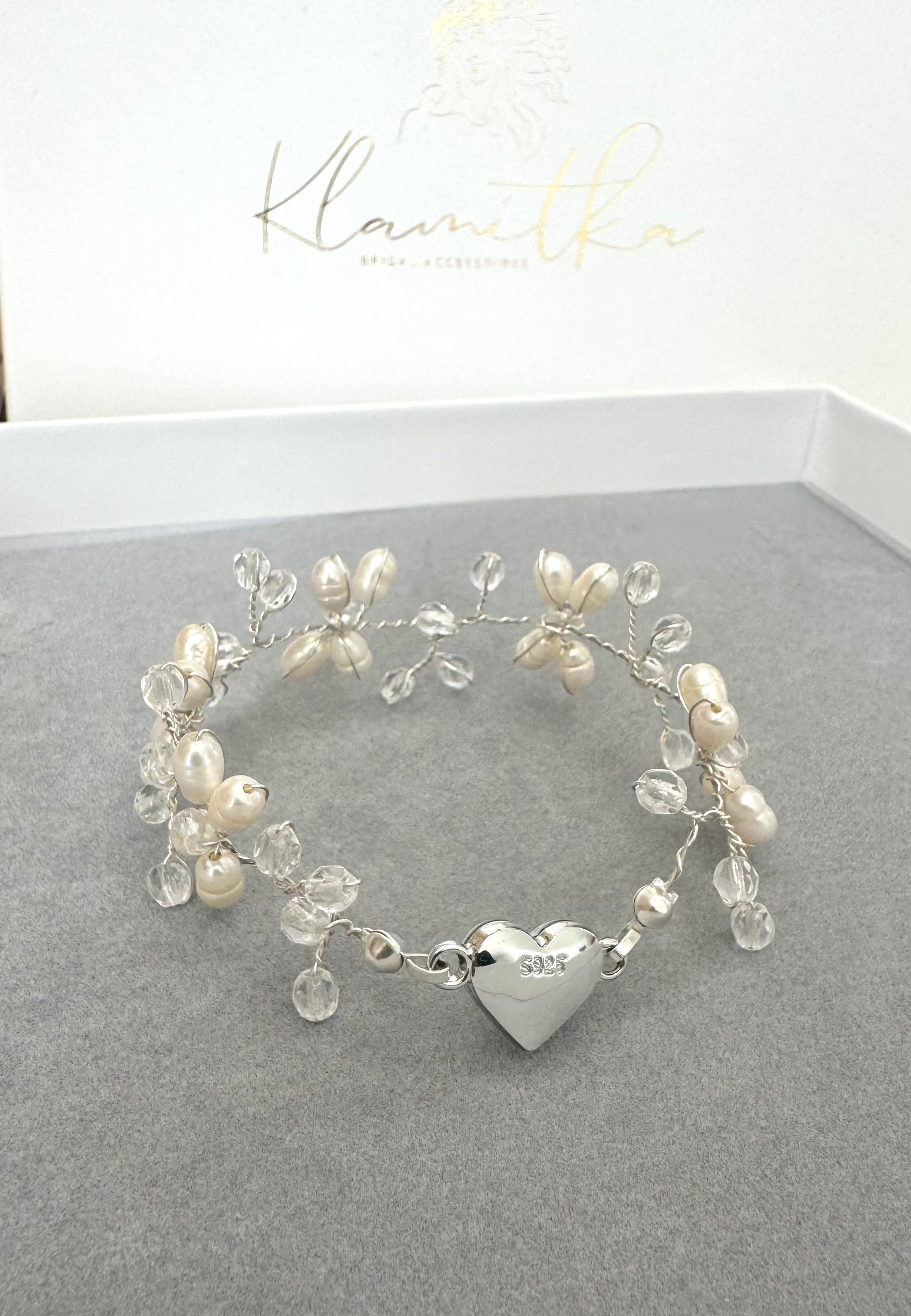 Perlen Armband – Edles Brautarmband mit Süßwasser- & Glasschliffperlen