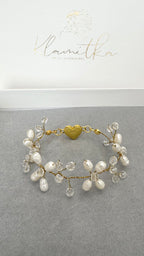 Perlen Armband – Edles Brautarmband mit Süßwasser- & Glasschliffperlen