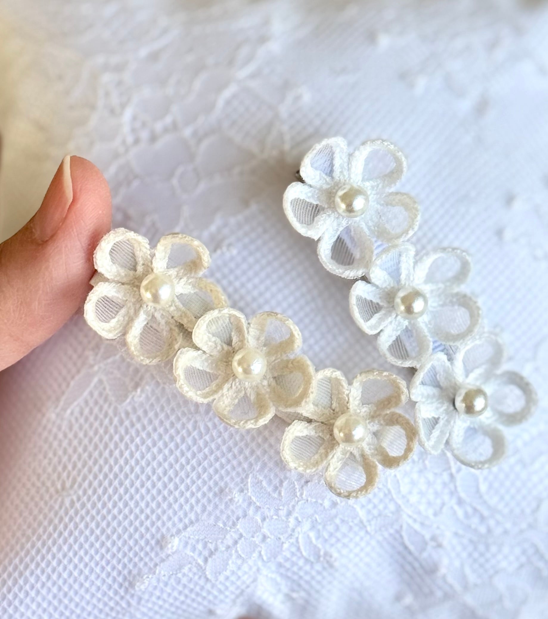 haarklammer blüten perle ivory detail