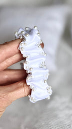 Dutt Haarband Kommunion – Weißes elastisches Haarband mit Perlen