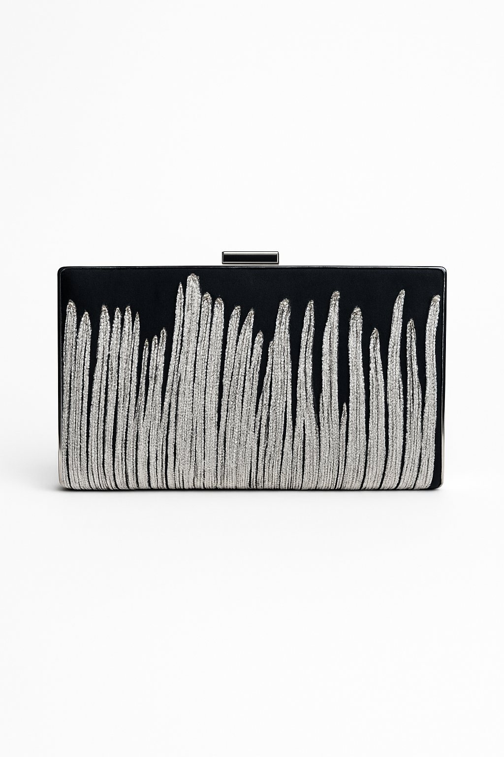 Silber Abendtasche – Elegante Clutch mit modernem Muster & Kette