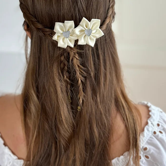 Kommunion Haarschmuck, Haarklammer mit Blumen in weiß oder ivory/creme,Haarklammer Kommunion