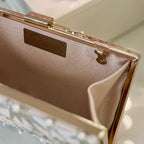Brauttasche Clutch Ivory Gold Sterne – Abendtasche Hochzeit Perlen – Elegant