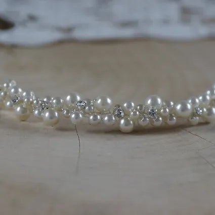 Braut-Haarschmuck-Haarranke-Perlen weiß oder ivory