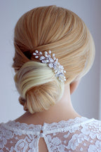 Strass Haarkamm – Silberner Braut Haarkamm mit Süßwasserperlen