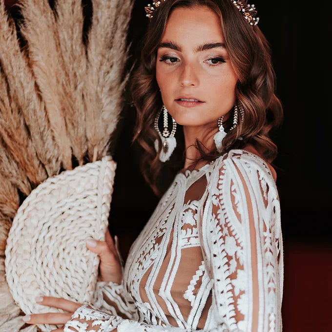 Statement Ohrringe für Braut im Boho-Style