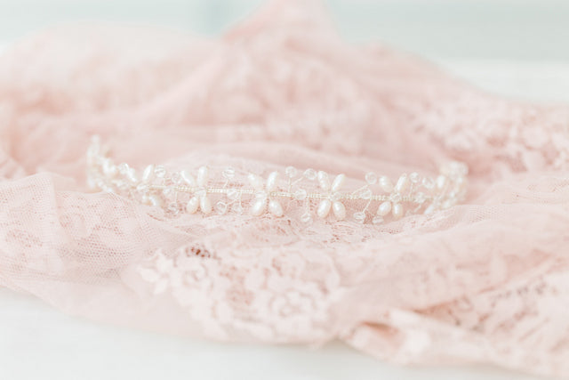 Süßwasserperlen Diadem – Elegantes Braut Diadem in Silber, Gold & Roségold