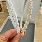 Haarschmuck Kommunion,Haarreif Kommunion mit zarter Spitze und Perlen in weiß oder ivory