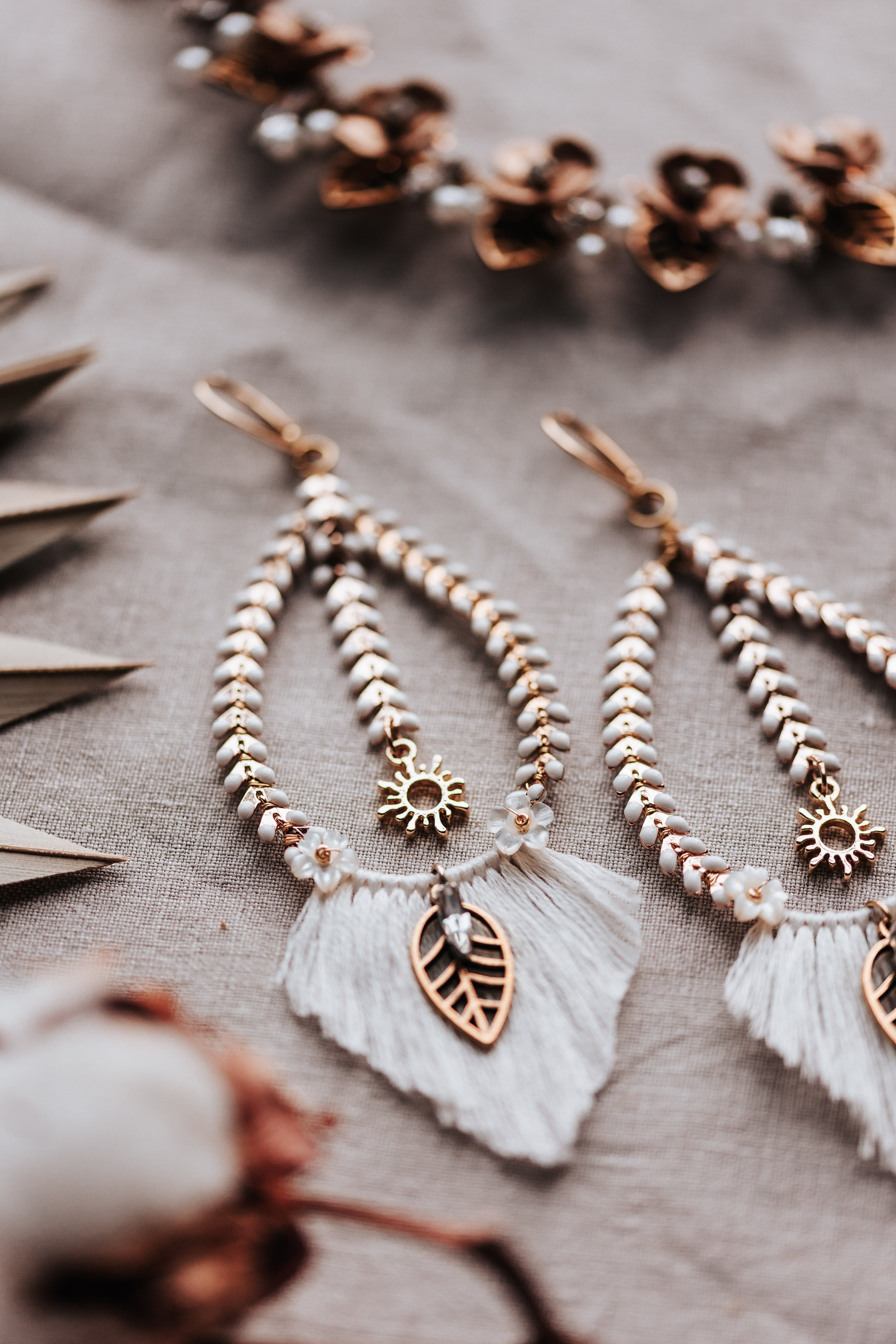 Boho Bridal Ohrringe – Vergoldete Statement Ohrringe für moderne Bräute