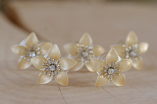 Curlies Weiß – 5er-Set Braut Curlies oder Haarnadeln in Weiß/Ivory