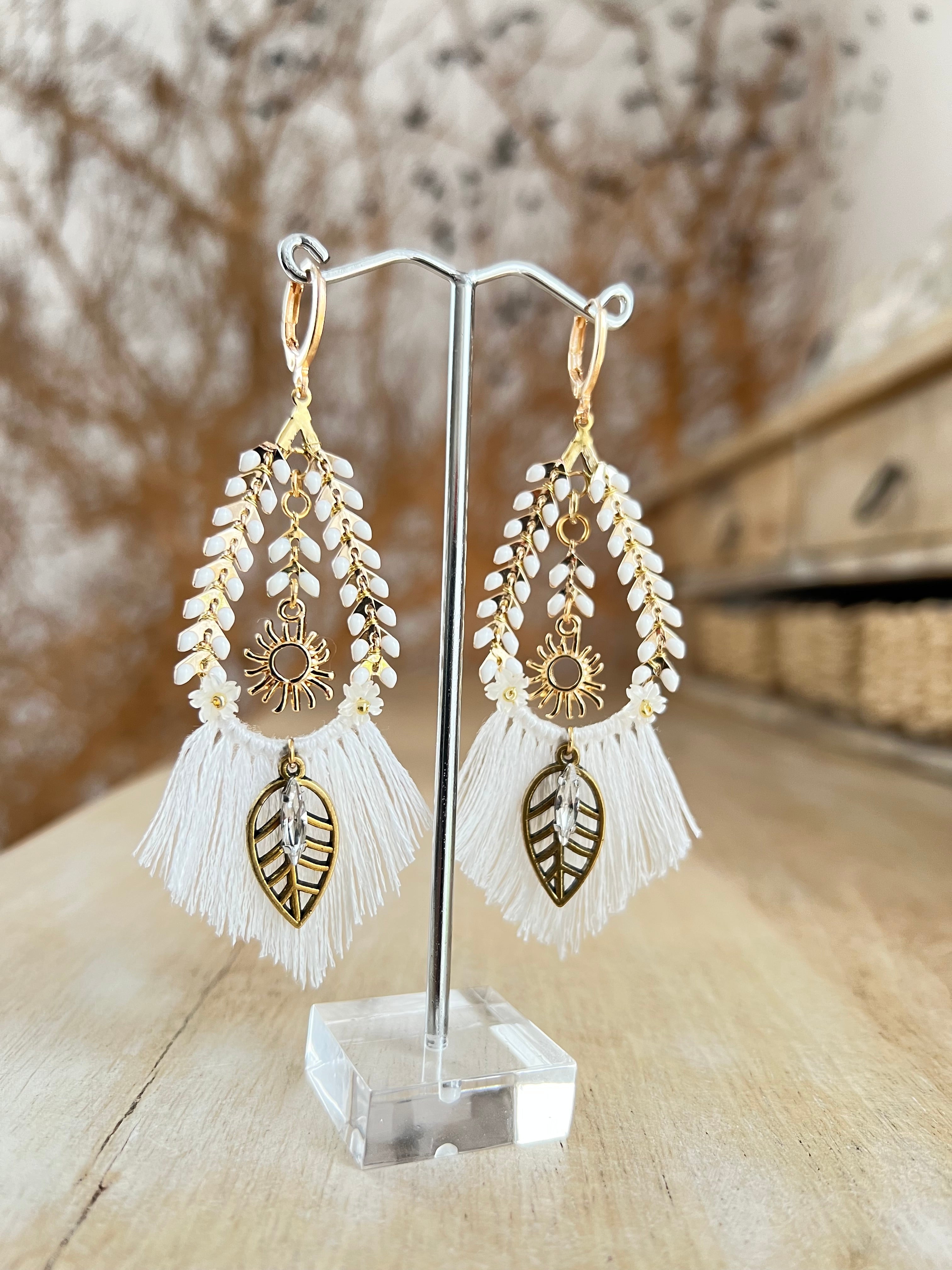 Boho Ohrringe – Vergoldete Statement Ohrringe für die Braut