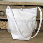 Kommuniontasche weiß, Tasche für Kommunion aus Tüll und Perlen