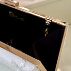 Braut Clutch off white Gold – Hochzeitstasche mit Kette – elegante Brauttasche