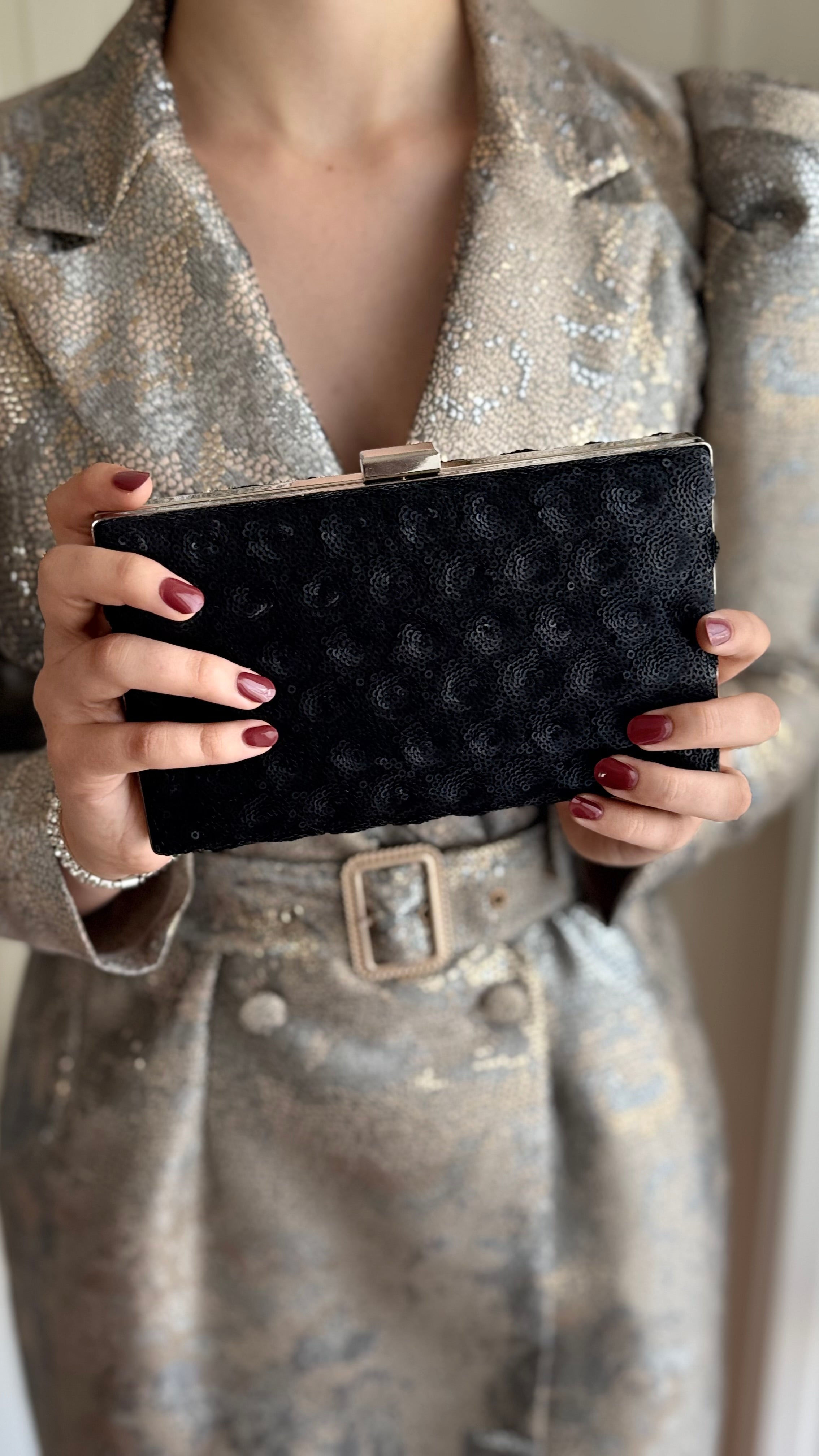 Pailletten Clutch – Elegante schwarze Abendtasche für Gala & Events