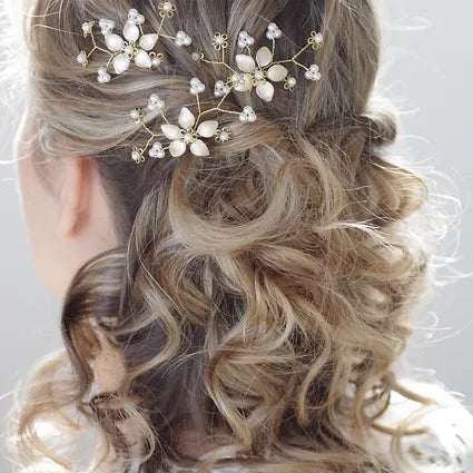 Brautschmuck-Haarnadel-Blume-ivory o.weiß