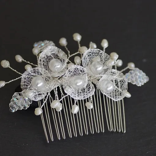 Braut Haarschmuck, Haarkamm, silber, Strass