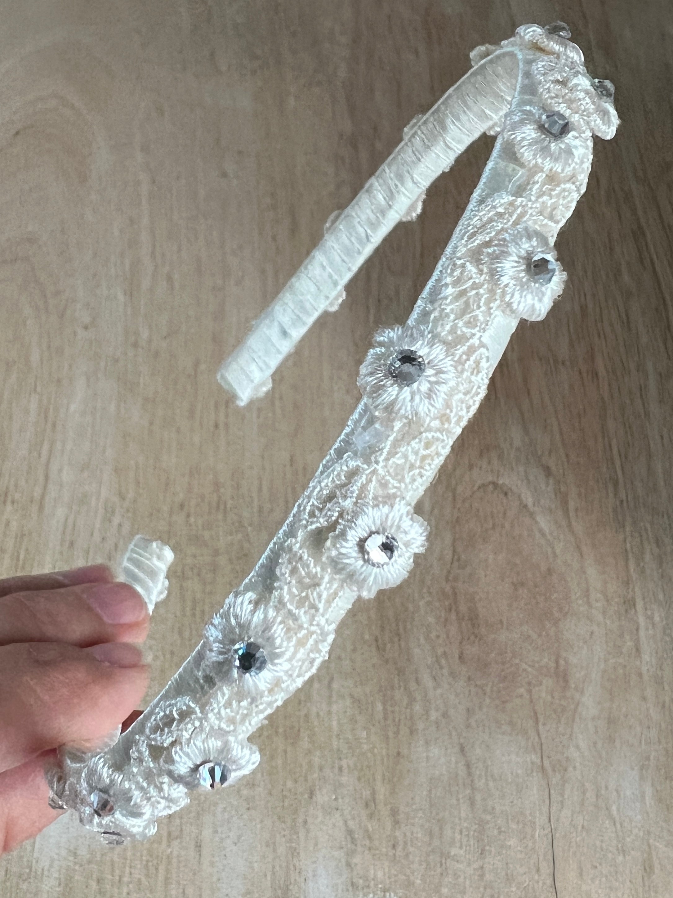 Ivory Haarreif Kommunion – Spitze mit/ohne funkelnde Strasssteine