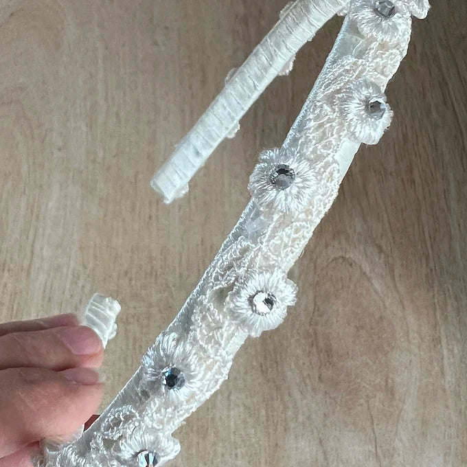 Haarschmuck Kommunion,Haarreif Kommunion,Haarreif ivory mit/ohne Strasssteinchen