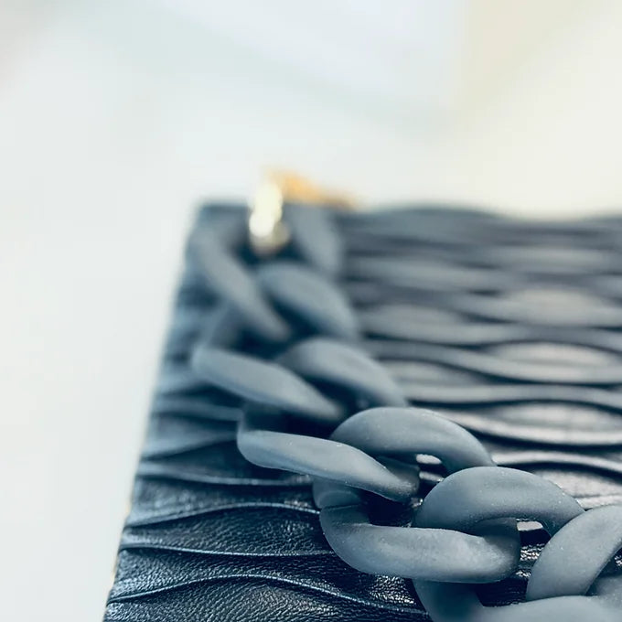 Schwarze Clutch aus Kunstleder, elegante Abendtasche für Damen, perfekt für Gala