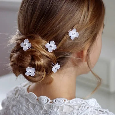 Haarschmuck Kommunion, Haar Curlies Kommunion, Blumen Curlies in weiß mit Strassstein