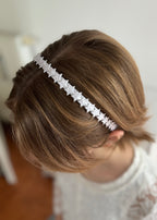 Glitzer Haarreif Kommunion – Sterne in Weiß & Silberglitzer