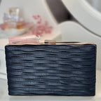 Schwarze Clutch aus Kunstleder, elegante Abendtasche für Damen, perfekt für Gala