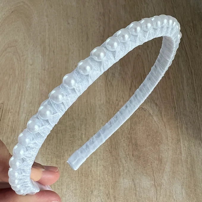 Haarschmuck Kommunion,Haarreif Kommunion,Haarreif weiß mit Perlen
