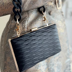 Schwarze Clutch aus Kunstleder, elegante Abendtasche für Damen, perfekt für Gala