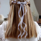 Kommunion Haarschmuck,Haarkamm Kommunion mit Blumen und Organza Bändern