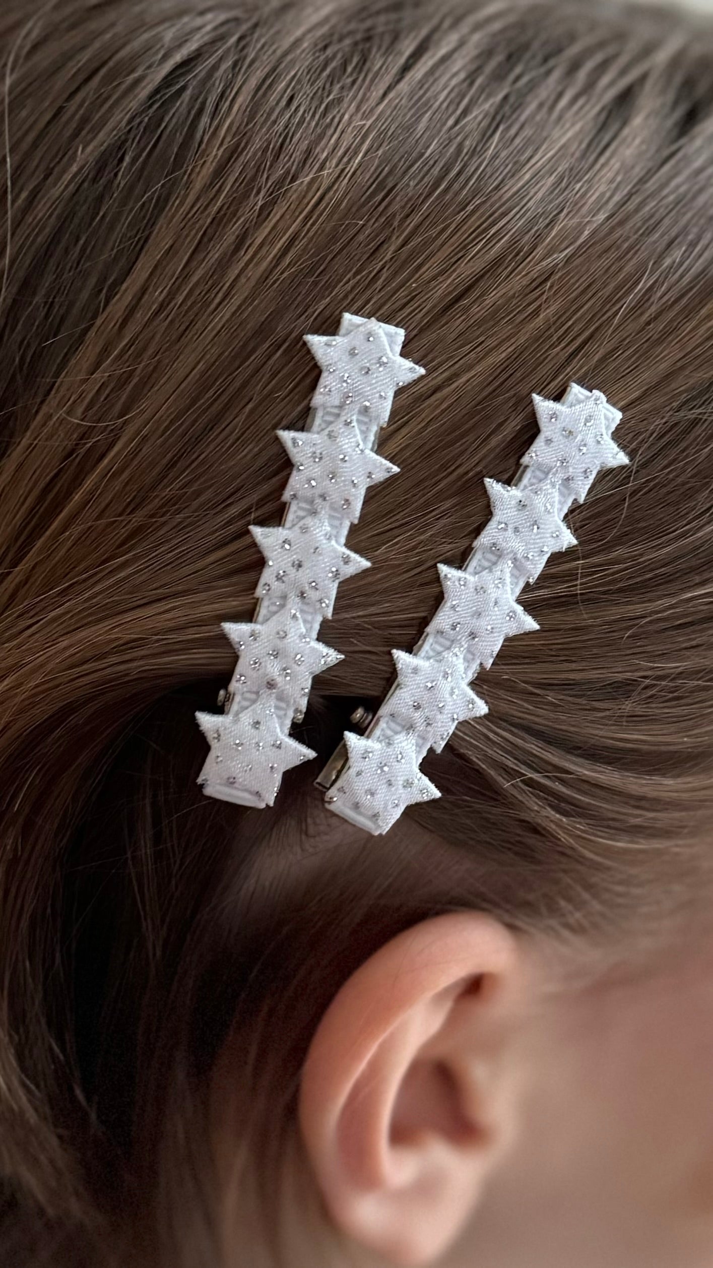Kinder Haarklammern – Satin Sterne für Mädchen in funkelndem Design