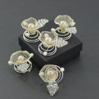 Haarnadeln/Curlies weiß/silber oder ivory/gold