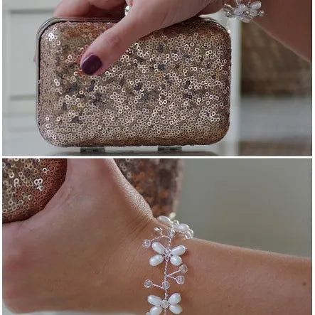 Armband Braut, Edles Armband aus Süßwasser- und Glasschliffperlen