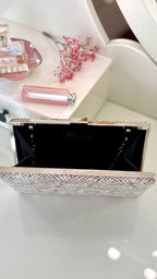 Elegante Abendtasche Snake Print Weiß-Schwarz – Damen Clutch