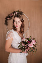 Bridal Stirnband – Vintage Haarband mit Blumen, Bronzeelementen & Swarovski