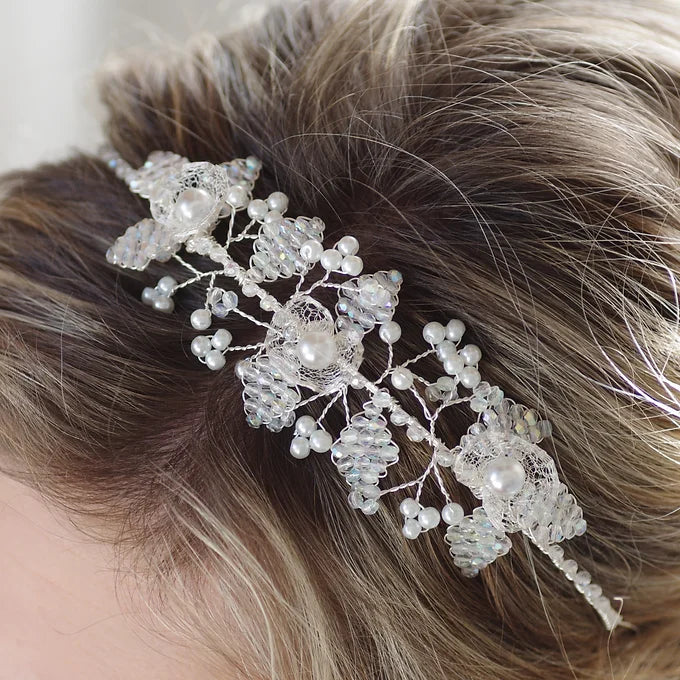Haarschmuck Diadem mit Glasschliffperlen, Perlen