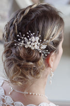 Perlen Haarkamm – Braut Haarkamm mit Swarovski & Ivory/Weiß Perlen