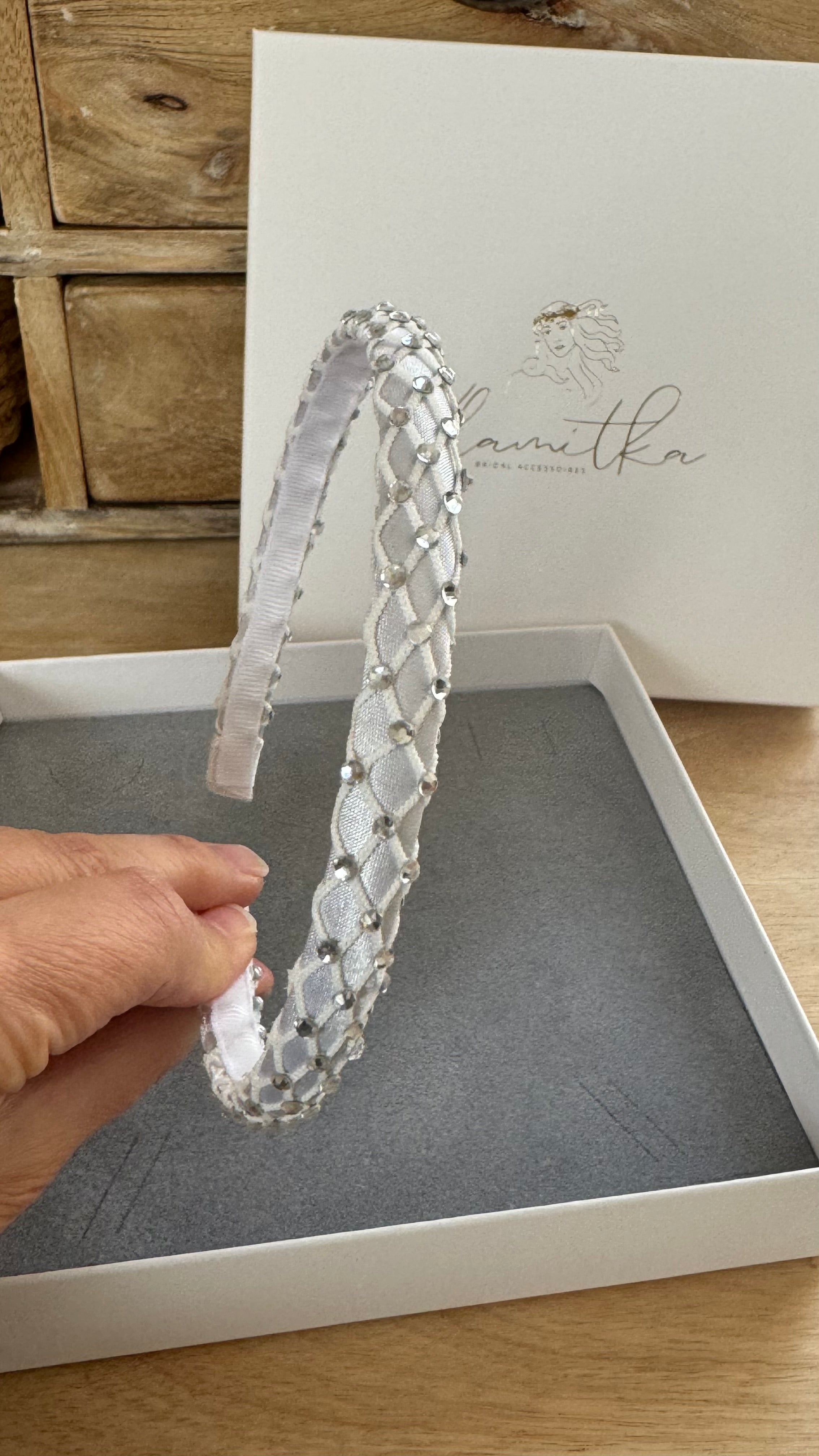 Strass Haarreif Kommunion – Netzstoff & geschliffene Glitzersteine