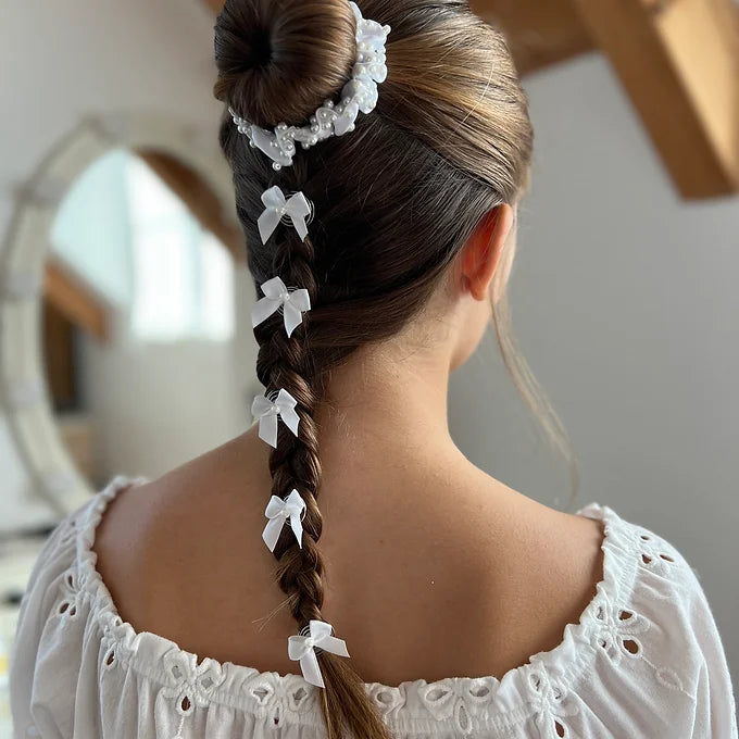 Curlies Kommunion in Form einer kleinen Schleife, Erstkommunion Haarschmuck, fünf  Haar Curlies Kommunion