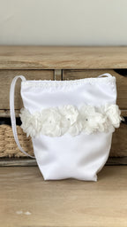 Kommunion Tasche – Satin mit Blumen & Strass für elegante Mädchen