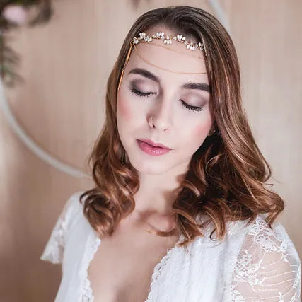 Haarband/Stirnband Swarowski,gold,ivory Perlen