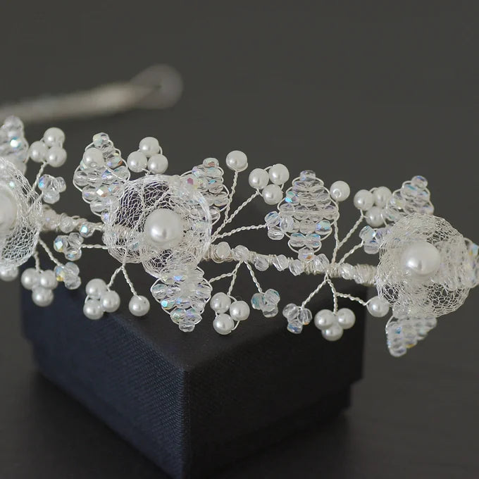 Haarschmuck Diadem mit Glasschliffperlen, Perlen