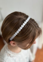 Glitzer Haarreif Kommunion – Sterne in Weiß & Silberglitzer