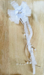 Blumen Haarschmuck Kommunion – Haarkamm mit Blüte & zarten Bändern