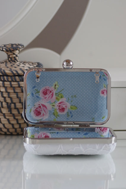 Clutch weiße – Elegante Brauttasche aus feiner weißer Spitze